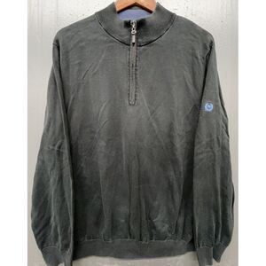 Fairway & Greene Golf Sweater Men XL Black 100% Pima Cotton Pullover 1/2 Zip Vtg